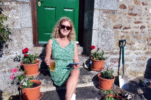 Sue on steps